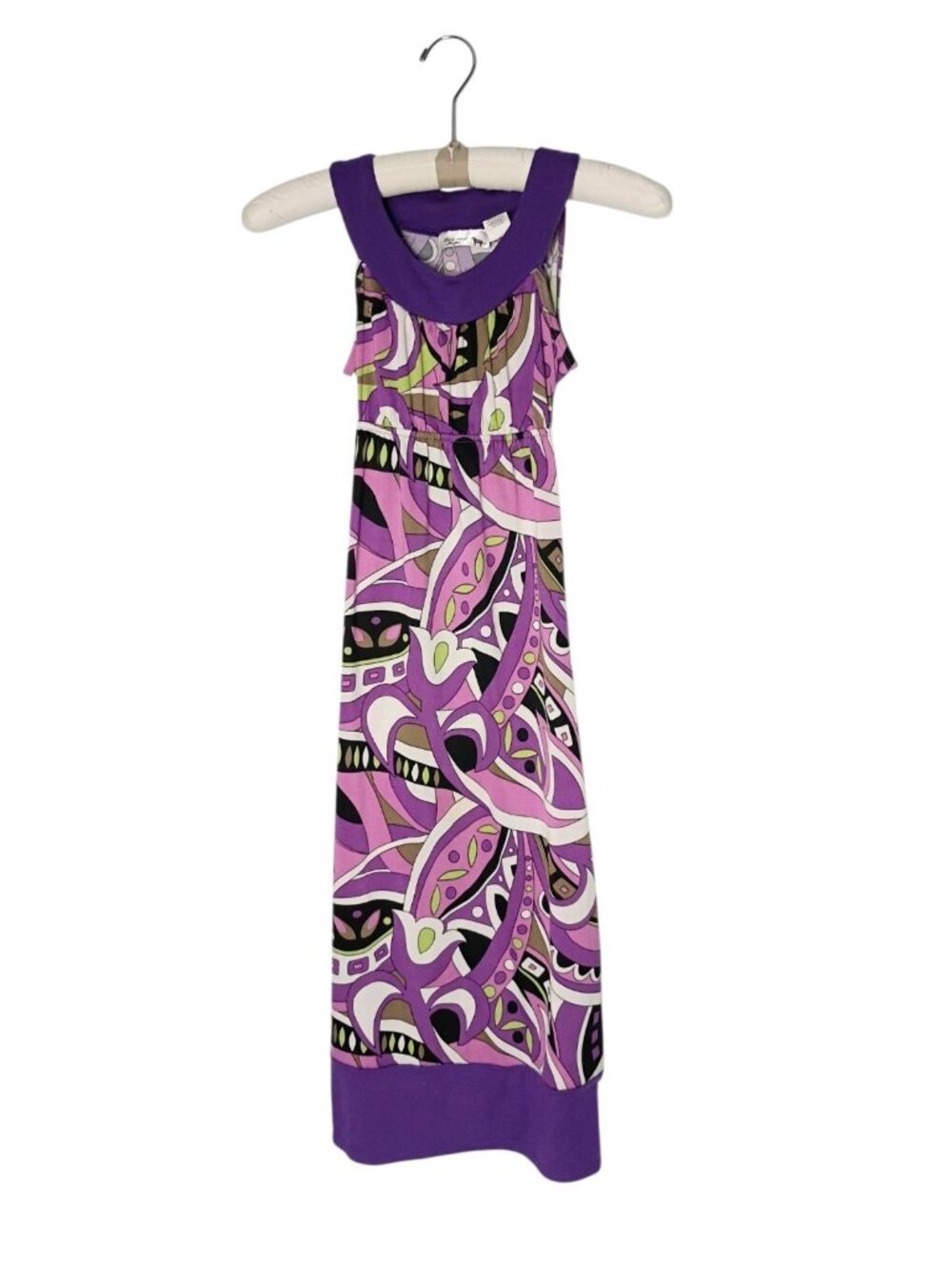 Girls Retro Groovy Midi Dress M (10/12) Purple Stretch Vintage USA Love & Hope